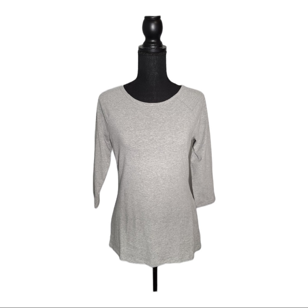 HANES Live Love Comfort Three Quarter Length Sleeve Grey Shirt Size S